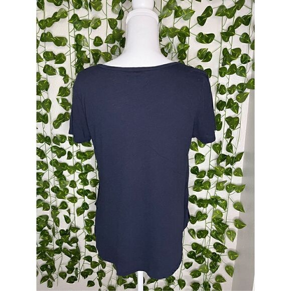 Abercrombie & Fitch Navy Blue Pocket Front V-Neck Short Sleeve Top Size Small - Picture 2 of 5